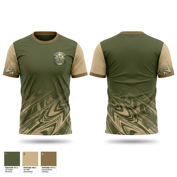 Soft Poly Tee Cotton Like Feel, Airborne Veterans Gold Club, Golf, Teamtime, Team time, sublimation, custom sports apparel, team uniforms, spirit wear, spiritwear, sports uniforms, custom shirts, team store, custom team store, fundraiser sports, apparel fundraiser
