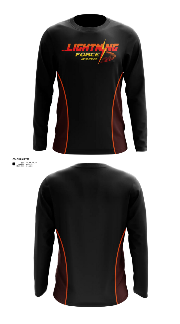 Long Sleeve Performance Shirt, Lightning Force Athletics, Track & Field, Teamtime, Team time, sublimation, custom sports apparel, team uniforms, spirit wear, spiritwear, sports uniforms, custom shirts, team store, custom team store, fundraiser sports, apparel fundraiser