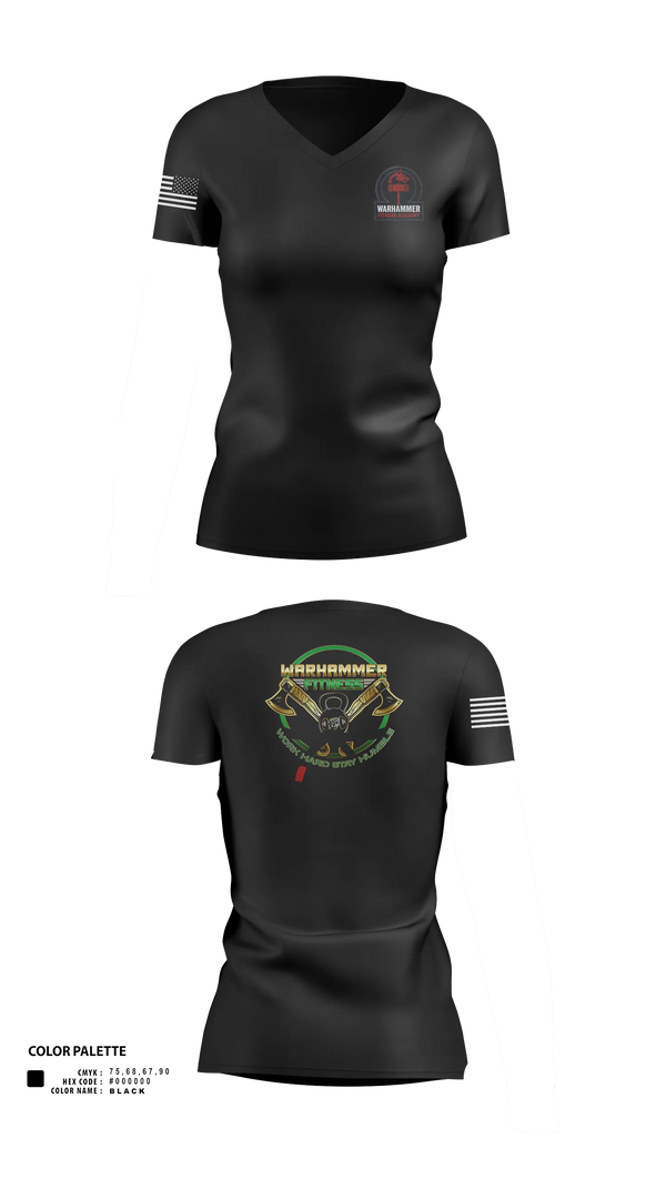 Womens Short Sleeve Vneck Shirt, Warhammer Fitness, , Teamtime, Team time, sublimation, custom sports apparel, team uniforms, spirit wear, spiritwear, sports uniforms, custom shirts, team store, custom team store, fundraiser sports, apparel fundraiser