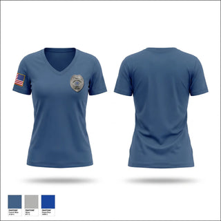 Womens Short Sleeve Vneck Shirt, Mercy Public Safety, Police, Teamtime, Team time, sublimation, custom sports apparel, team uniforms, spirit wear, spiritwear, sports uniforms, custom shirts, team store, custom team store, fundraiser sports, apparel fundraiser