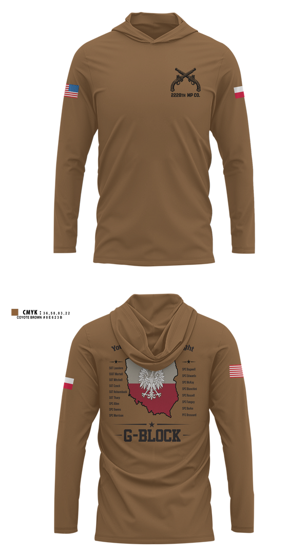 Long Sleeve Hooded Sun Shirt, 2228TH MP CO 3rd PLT, National Guard, Teamtime, Team time, sublimation, custom sports apparel, team uniforms, spirit wear, spiritwear, sports uniforms, custom shirts, team store, custom team store, fundraiser sports, apparel fundraiser