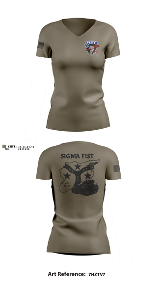 Womens Short Sleeve Vneck Shirt, 1/115th FA HHB DET 1, Army, Teamtime, Team time, sublimation, custom sports apparel, team uniforms, spirit wear, spiritwear, sports uniforms, custom shirts, team store, custom team store, fundraiser sports, apparel fundraiser