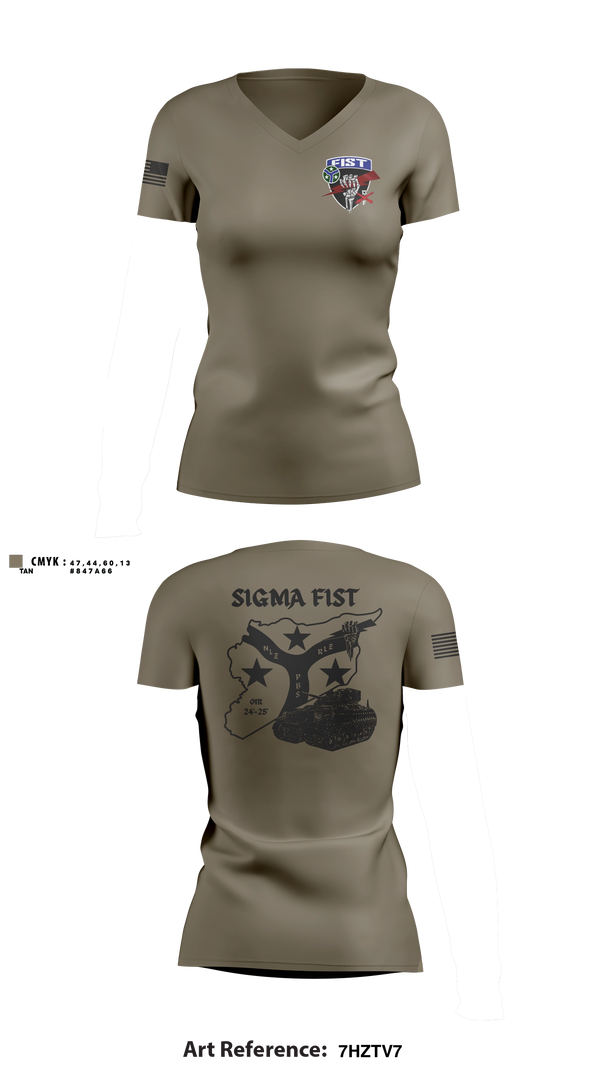Womens Short Sleeve Vneck Shirt, 1/115th FA HHB DET 1, Army, Teamtime, Team time, sublimation, custom sports apparel, team uniforms, spirit wear, spiritwear, sports uniforms, custom shirts, team store, custom team store, fundraiser sports, apparel fundraiser