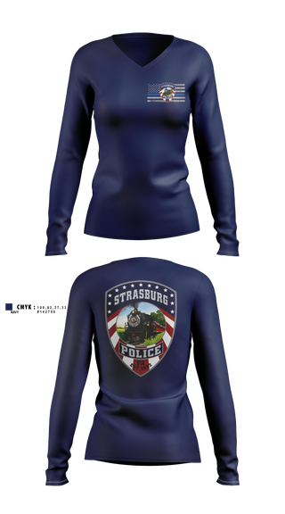 Womens Long Sleeve Vneck Shirt, Strasburg Police, Police, Teamtime, Team time, sublimation, custom sports apparel, team uniforms, spirit wear, spiritwear, sports uniforms, custom shirts, team store, custom team store, fundraiser sports, apparel fundraiser