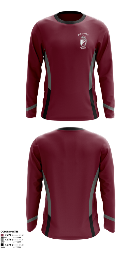 Long Sleeve Performance Shirt, Orchard View High School, Men's Soccer, Teamtime, Team time, sublimation, custom sports apparel, team uniforms, spirit wear, spiritwear, sports uniforms, custom shirts, team store, custom team store, fundraiser sports, apparel fundraiser