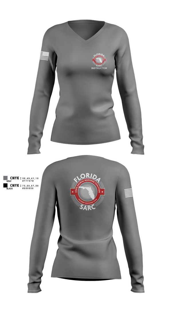 Womens Long Sleeve Vneck Shirt, Florida State Animal Response Coalition, , Teamtime, Team time, sublimation, custom sports apparel, team uniforms, spirit wear, spiritwear, sports uniforms, custom shirts, team store, custom team store, fundraiser sports, apparel fundraiser