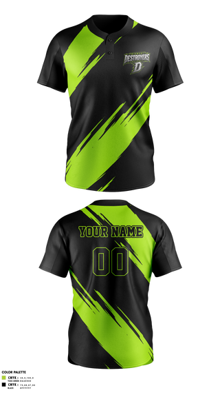 Two Button Softball Jersey, Midwest Destroyers, Softball, Teamtime, Team time, sublimation, custom sports apparel, team uniforms, spirit wear, spiritwear, sports uniforms, custom shirts, team store, custom team store, fundraiser sports, apparel fundraiser