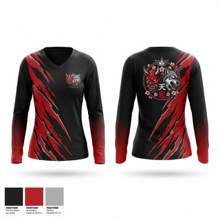 Womens Long Sleeve Vneck Shirt, Cu blood&moon, E-Sports, Teamtime, Team time, sublimation, custom sports apparel, team uniforms, spirit wear, spiritwear, sports uniforms, custom shirts, team store, custom team store, fundraiser sports, apparel fundraiser