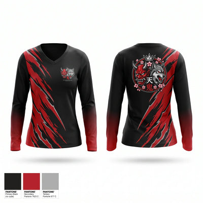 Cu blood&moon Women's Long Sleeve V-neck Shirt - 1