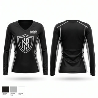 Womens Long Sleeve Vneck Shirt, Nashville Raiders, , Teamtime, Team time, sublimation, custom sports apparel, team uniforms, spirit wear, spiritwear, sports uniforms, custom shirts, team store, custom team store, fundraiser sports, apparel fundraiser