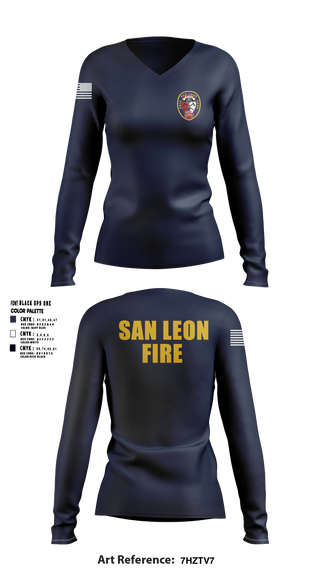 Womens Long Sleeve Vneck Shirt, San Leon Volunteer Fire Department, Fire Department, Teamtime, Team time, sublimation, custom sports apparel, team uniforms, spirit wear, spiritwear, sports uniforms, custom shirts, team store, custom team store, fundraiser sports, apparel fundraiser