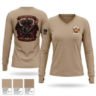 Womens Long Sleeve Vneck Shirt, HHB, 1-17 FA (LRFB), Army, Teamtime, Team time, sublimation, custom sports apparel, team uniforms, spirit wear, spiritwear, sports uniforms, custom shirts, team store, custom team store, fundraiser sports, apparel fundraiser