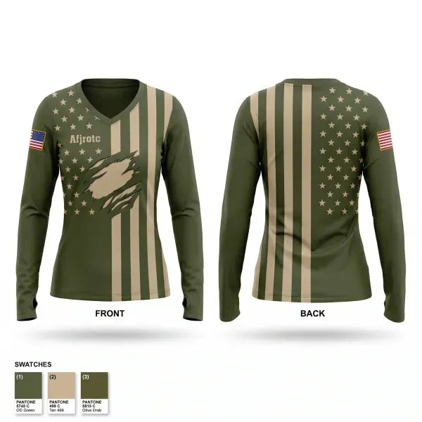 Womens Long Sleeve Vneck Shirt, Afjrotc, Air Force, Teamtime, Team time, sublimation, custom sports apparel, team uniforms, spirit wear, spiritwear, sports uniforms, custom shirts, team store, custom team store, fundraiser sports, apparel fundraiser