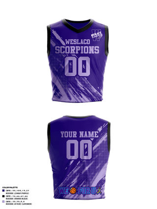 Womens Basketball Jersey, Weslaco Scorpions, Men's Basketball, Teamtime, Team time, sublimation, custom sports apparel, team uniforms, spirit wear, spiritwear, sports uniforms, custom shirts, team store, custom team store, fundraiser sports, apparel fundraiser