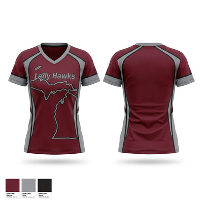 Lady Hawks Women's Short Sleeve V-neck Shirt - 1