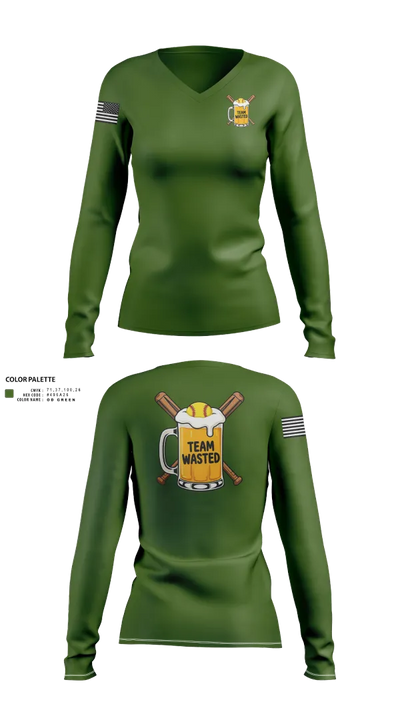 Team Wasted 73417864 Women's Long Sleeve V-neck Shirt - 10