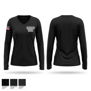 Womens Long Sleeve Vneck Shirt, Personnel and Organizational Readiness Battalion, National Guard, Teamtime, Team time, sublimation, custom sports apparel, team uniforms, spirit wear, spiritwear, sports uniforms, custom shirts, team store, custom team store, fundraiser sports, apparel fundraiser