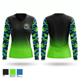 Womens Long Sleeve Vneck Shirt, Austin Town Hall Anglerfish, Swimming, Teamtime, Team time, sublimation, custom sports apparel, team uniforms, spirit wear, spiritwear, sports uniforms, custom shirts, team store, custom team store, fundraiser sports, apparel fundraiser
