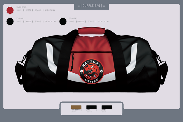 Duffle Bag, Raptors United, Men's Soccer, Teamtime, Team time, sublimation, custom sports apparel, team uniforms, spirit wear, spiritwear, sports uniforms, custom shirts, team store, custom team store, fundraiser sports, apparel fundraiser