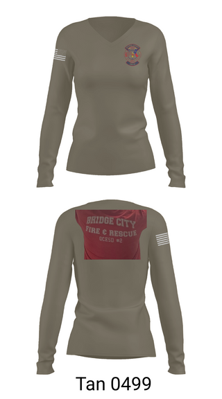 Womens Long Sleeve Vneck Shirt, Bridge City Fire Department, Fire Department, Teamtime, Team time, sublimation, custom sports apparel, team uniforms, spirit wear, spiritwear, sports uniforms, custom shirts, team store, custom team store, fundraiser sports, apparel fundraiser