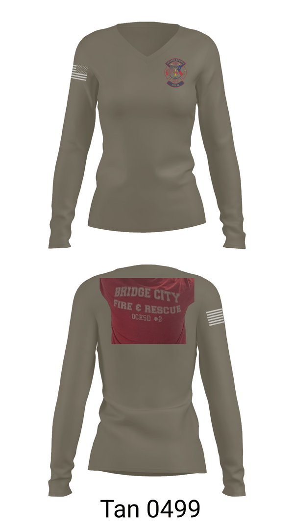 Womens Long Sleeve Vneck Shirt, Bridge City Fire Department, Fire Department, Teamtime, Team time, sublimation, custom sports apparel, team uniforms, spirit wear, spiritwear, sports uniforms, custom shirts, team store, custom team store, fundraiser sports, apparel fundraiser