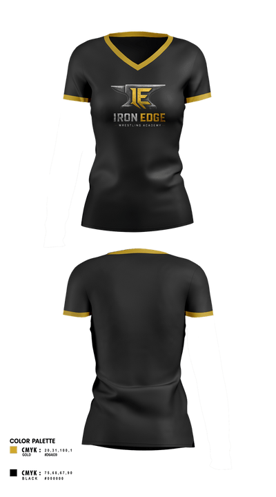 Iron edge wrestling academy 10827330 Women's Short Sleeve V-neck Shirt - 2