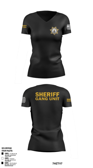 Womens Short Sleeve Vneck Shirt, SHERIFF GANG UNIT, Police, Teamtime, Team time, sublimation, custom sports apparel, team uniforms, spirit wear, spiritwear, sports uniforms, custom shirts, team store, custom team store, fundraiser sports, apparel fundraiser