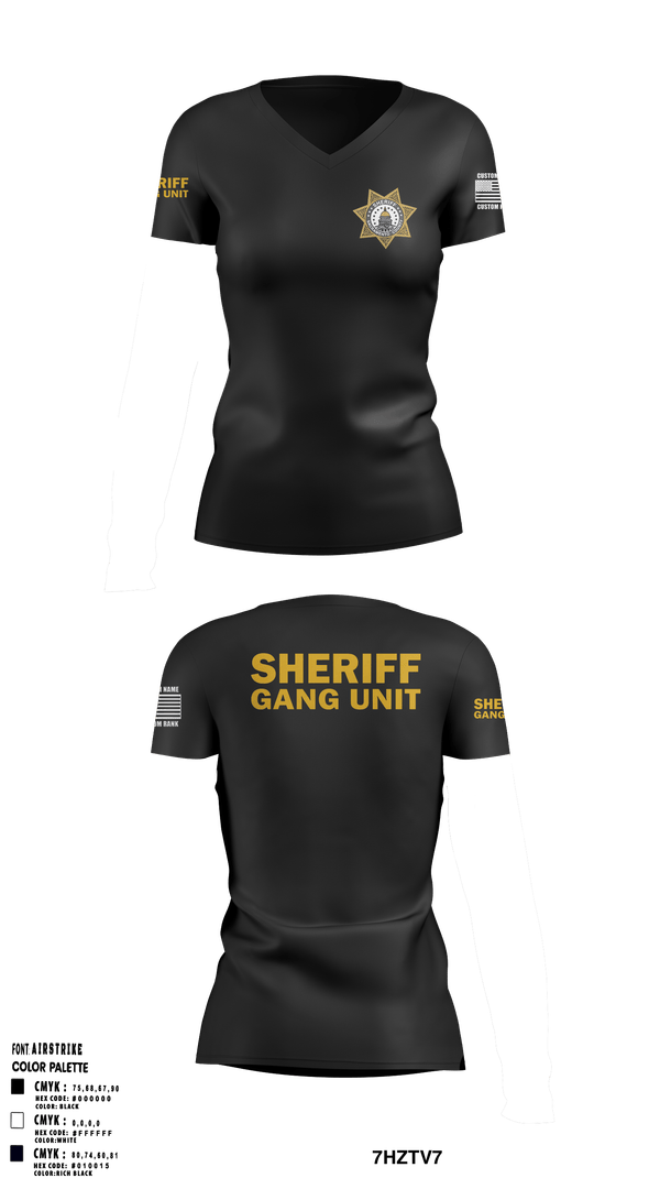 Womens Short Sleeve Vneck Shirt, SHERIFF GANG UNIT, Police, Teamtime, Team time, sublimation, custom sports apparel, team uniforms, spirit wear, spiritwear, sports uniforms, custom shirts, team store, custom team store, fundraiser sports, apparel fundraiser