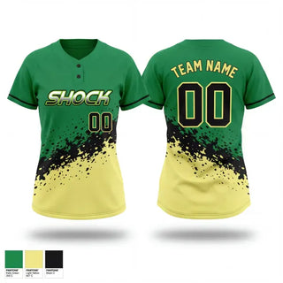 Two Button Softball Jersey, Shock Fastpitch, Softball, Teamtime, Team time, sublimation, custom sports apparel, team uniforms, spirit wear, spiritwear, sports uniforms, custom shirts, team store, custom team store, fundraiser sports, apparel fundraiser