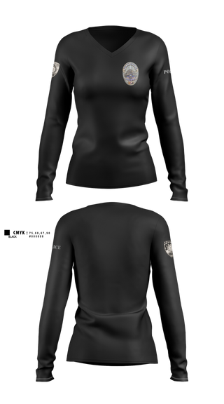 Womens Long Sleeve Vneck Shirt, Ridgecrest Police Department, Police, Teamtime, Team time, sublimation, custom sports apparel, team uniforms, spirit wear, spiritwear, sports uniforms, custom shirts, team store, custom team store, fundraiser sports, apparel fundraiser