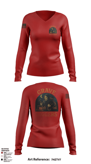 Womens Long Sleeve Vneck Shirt, , Army, Teamtime, Team time, sublimation, custom sports apparel, team uniforms, spirit wear, spiritwear, sports uniforms, custom shirts, team store, custom team store, fundraiser sports, apparel fundraiser