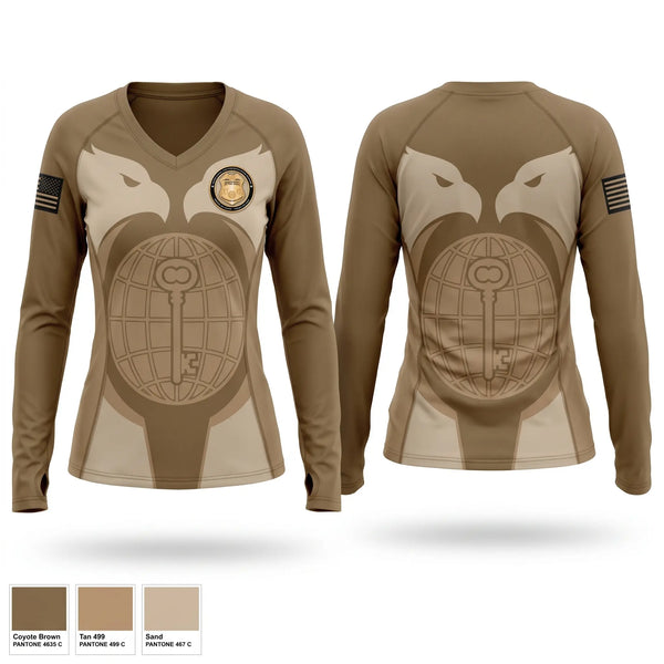 Womens Long Sleeve Vneck Shirt, 753 MI BN, Army, Teamtime, Team time, sublimation, custom sports apparel, team uniforms, spirit wear, spiritwear, sports uniforms, custom shirts, team store, custom team store, fundraiser sports, apparel fundraiser