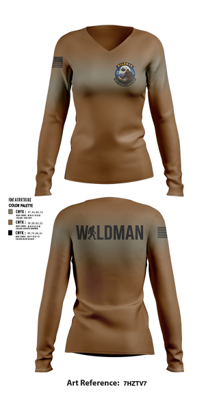 Womens Long Sleeve Vneck Shirt, Wildman, National Guard, Teamtime, Team time, sublimation, custom sports apparel, team uniforms, spirit wear, spiritwear, sports uniforms, custom shirts, team store, custom team store, fundraiser sports, apparel fundraiser