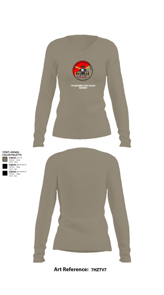Womens Long Sleeve Vneck Shirt, 7th Squadron, Sixth Cavalry Regiment, , Teamtime, Team time, sublimation, custom sports apparel, team uniforms, spirit wear, spiritwear, sports uniforms, custom shirts, team store, custom team store, fundraiser sports, apparel fundraiser