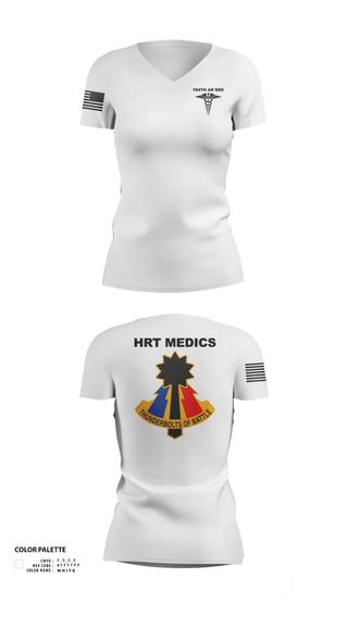Womens Short Sleeve Vneck Shirt, 194th AR BDE HRT Medics, Army, Teamtime, Team time, sublimation, custom sports apparel, team uniforms, spirit wear, spiritwear, sports uniforms, custom shirts, team store, custom team store, fundraiser sports, apparel fundraiser