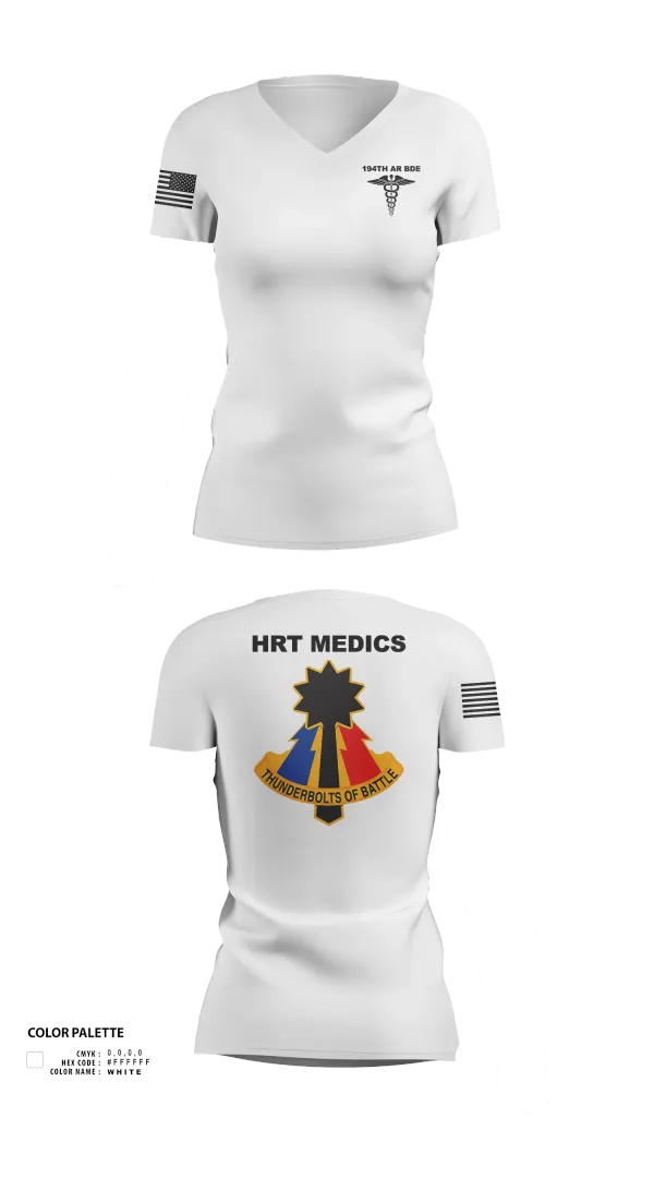 Womens Short Sleeve Vneck Shirt, 194th AR BDE HRT Medics, Army, Teamtime, Team time, sublimation, custom sports apparel, team uniforms, spirit wear, spiritwear, sports uniforms, custom shirts, team store, custom team store, fundraiser sports, apparel fundraiser