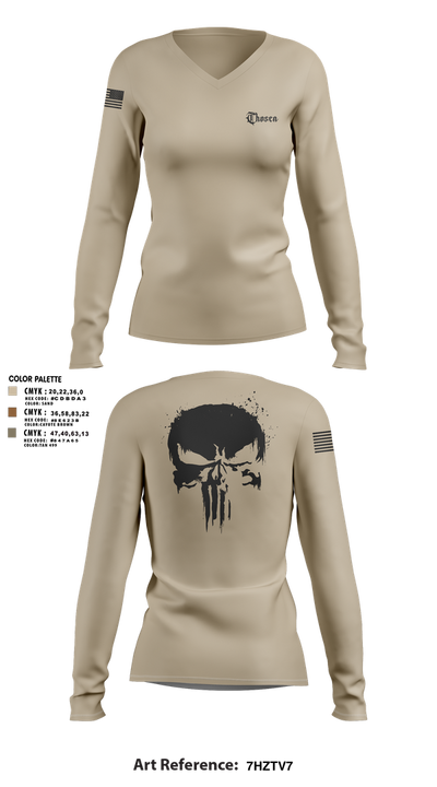 chosen 44076741 Women's Long Sleeve V-neck Shirt - 1
