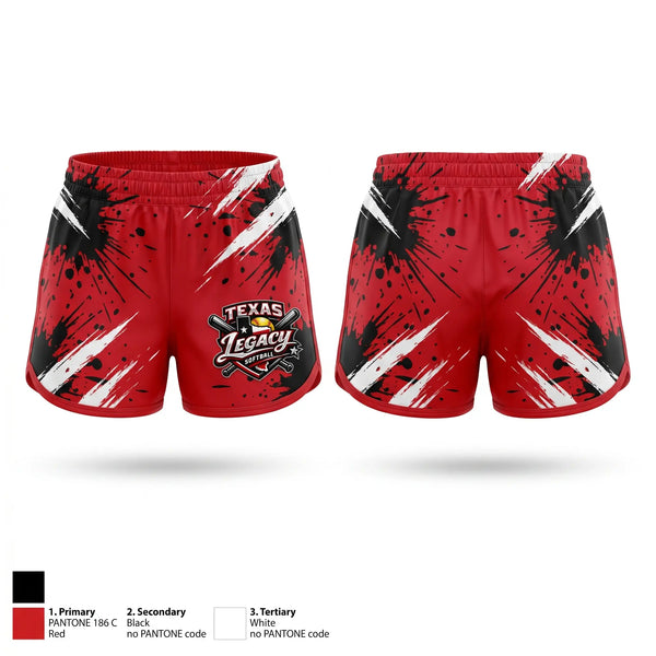 Womens Shorts, Texas legacy, Softball, Teamtime, Team time, sublimation, custom sports apparel, team uniforms, spirit wear, spiritwear, sports uniforms, custom shirts, team store, custom team store, fundraiser sports, apparel fundraiser