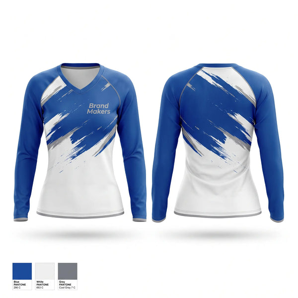 Womens Long Sleeve Vneck Shirt, Brand Makers, , Teamtime, Team time, sublimation, custom sports apparel, team uniforms, spirit wear, spiritwear, sports uniforms, custom shirts, team store, custom team store, fundraiser sports, apparel fundraiser