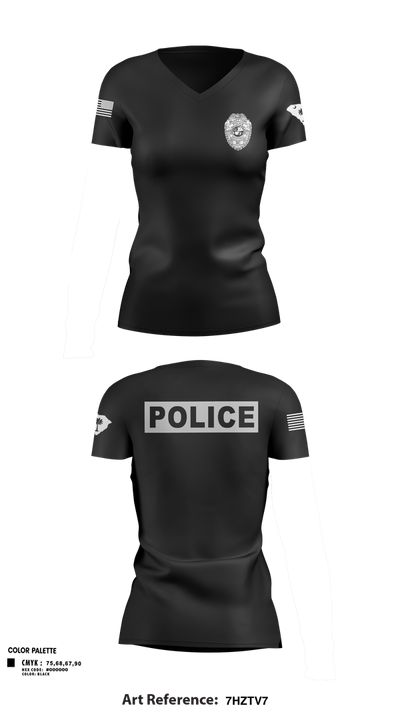 Bluffton PD 22287446 Women's Short Sleeve V-neck Shirt - 100