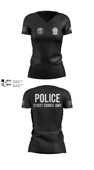 STREET CRIMES 66596550 Women's Short Sleeve V-neck Shirt - 106