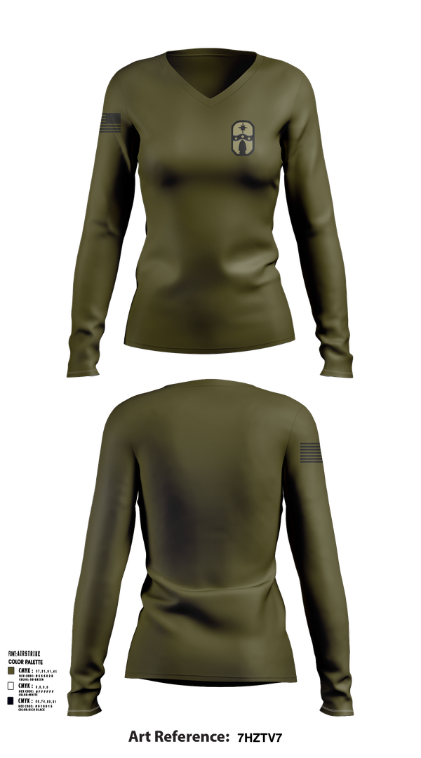 Womens Long Sleeve Vneck Shirt, 1487th Transportation Company, , Teamtime, Team time, sublimation, custom sports apparel, team uniforms, spirit wear, spiritwear, sports uniforms, custom shirts, team store, custom team store, fundraiser sports, apparel fundraiser