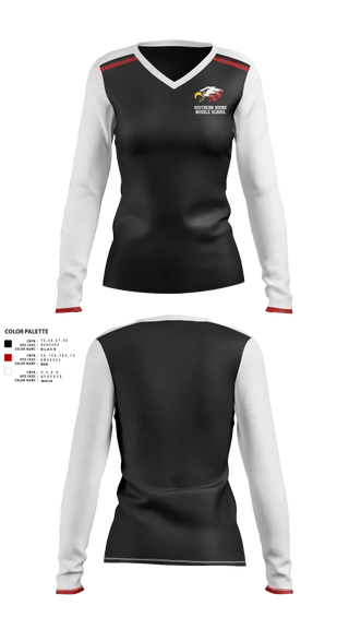 Womens Long Sleeve Vneck Shirt, Southern Boone Middle School Volleyball, Women's Volleyball, Teamtime, Team time, sublimation, custom sports apparel, team uniforms, spirit wear, spiritwear, sports uniforms, custom shirts, team store, custom team store, fundraiser sports, apparel fundraiser