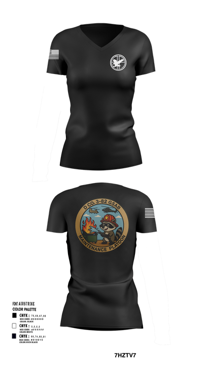 D Co 3-82 GSAB Maintenance Platoon 61791905 Women's Short Sleeve V-neck Shirt - 103
