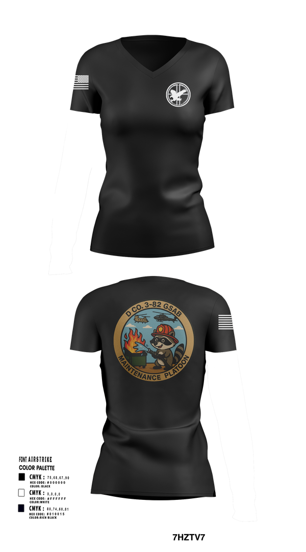 Womens Short Sleeve Vneck Shirt, D Co 3-82 GSAB Maintenance Platoon, , Teamtime, Team time, sublimation, custom sports apparel, team uniforms, spirit wear, spiritwear, sports uniforms, custom shirts, team store, custom team store, fundraiser sports, apparel fundraiser
