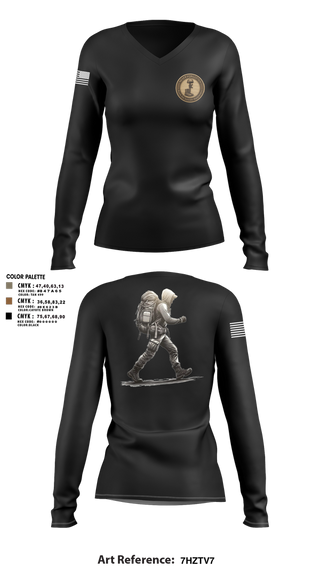 Womens Long Sleeve Vneck Shirt, 7th Group, Army, Teamtime, Team time, sublimation, custom sports apparel, team uniforms, spirit wear, spiritwear, sports uniforms, custom shirts, team store, custom team store, fundraiser sports, apparel fundraiser