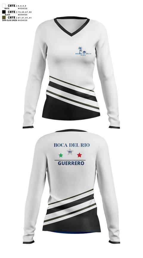 Womens Long Sleeve Vneck Shirt, Playa Boca del Rio Gro.Mx, Golf, Teamtime, Team time, sublimation, custom sports apparel, team uniforms, spirit wear, spiritwear, sports uniforms, custom shirts, team store, custom team store, fundraiser sports, apparel fundraiser