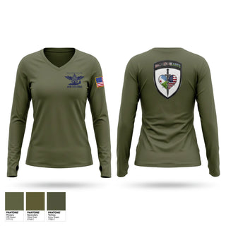 Womens Long Sleeve Vneck Shirt, 575th TC ETOE, Army, Teamtime, Team time, sublimation, custom sports apparel, team uniforms, spirit wear, spiritwear, sports uniforms, custom shirts, team store, custom team store, fundraiser sports, apparel fundraiser