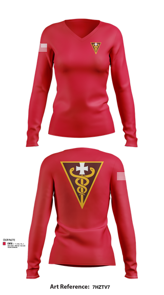 Womens Long Sleeve Vneck Shirt, 3D THEATER MEDICAL COMMAND, , Teamtime, Team time, sublimation, custom sports apparel, team uniforms, spirit wear, spiritwear, sports uniforms, custom shirts, team store, custom team store, fundraiser sports, apparel fundraiser