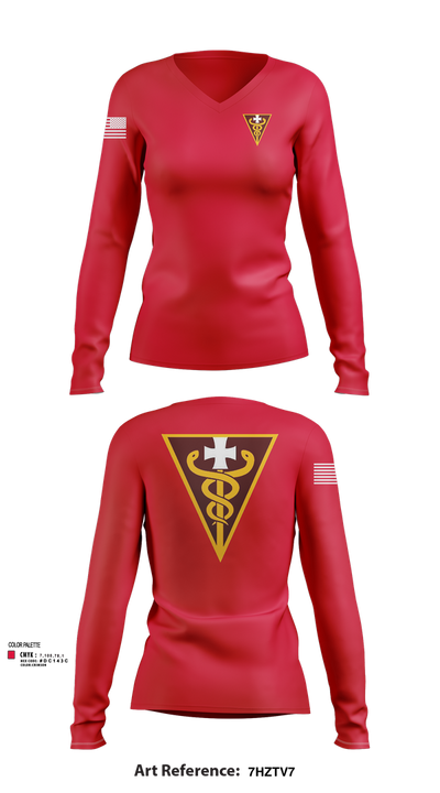 3D THEATER MEDICAL COMMAND 14799833 Women's Long Sleeve V-neck Shirt - 103